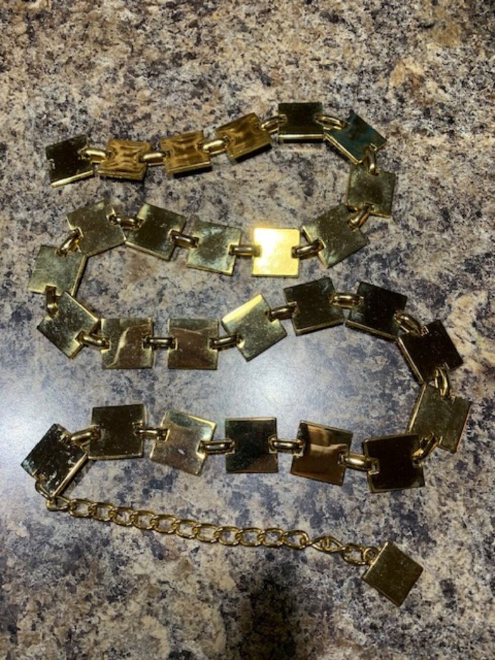 Shiny Gold Tone Chain Belt, 42 inches, old - Picture 2 of 4